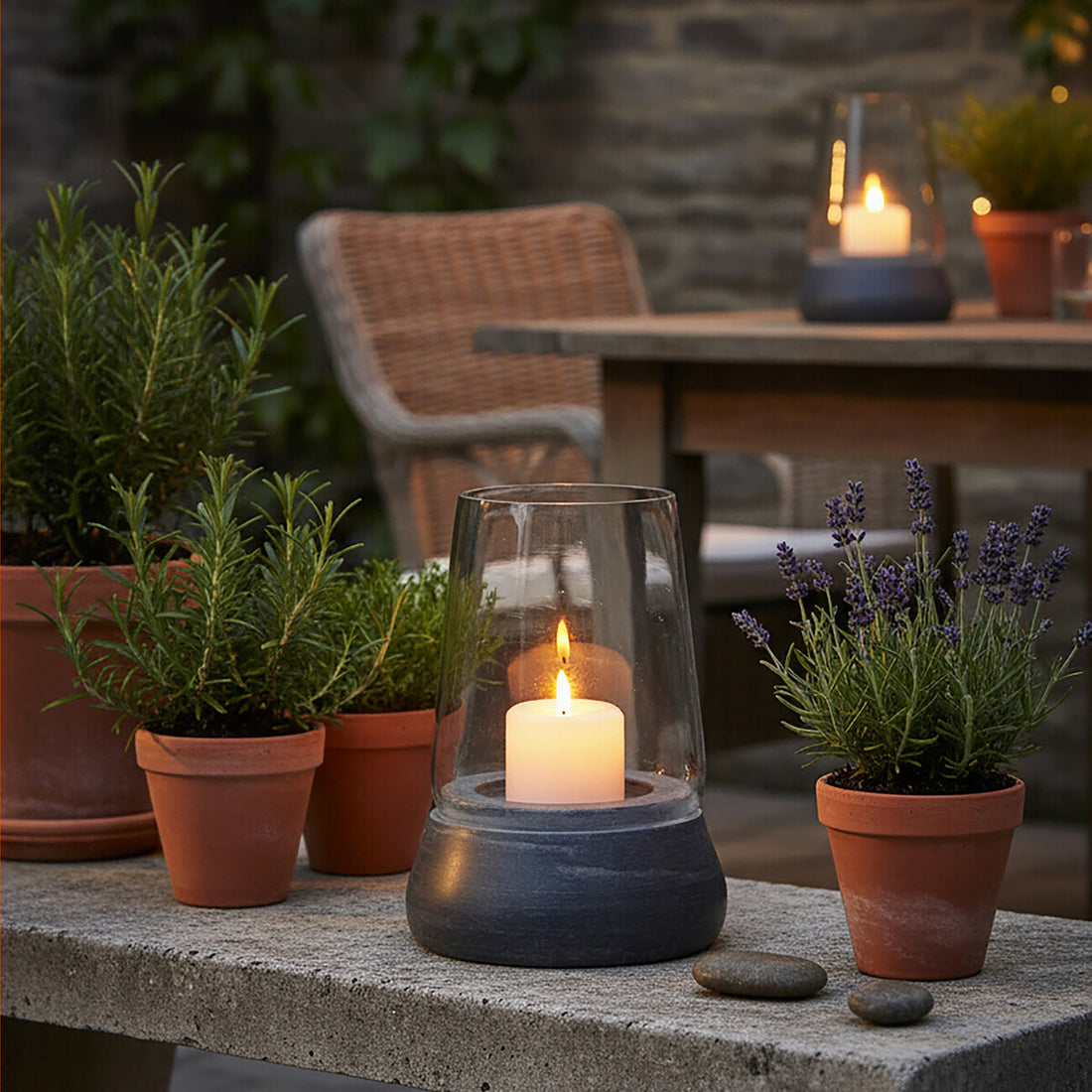 Kira Complements Grey Marble And Glass Candle Holder - image 3