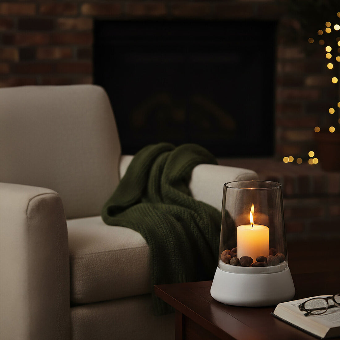 Sena Hurricane Candle Holder with Marble Base