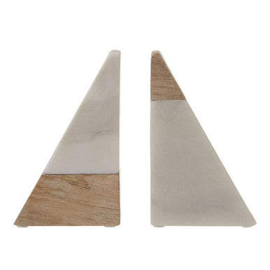 Sena White Marble And Mango Wood Bookends