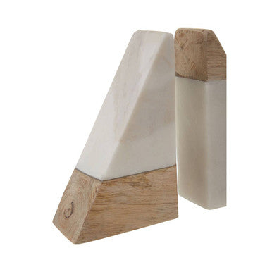 Sena White Marble And Mango Wood Bookend