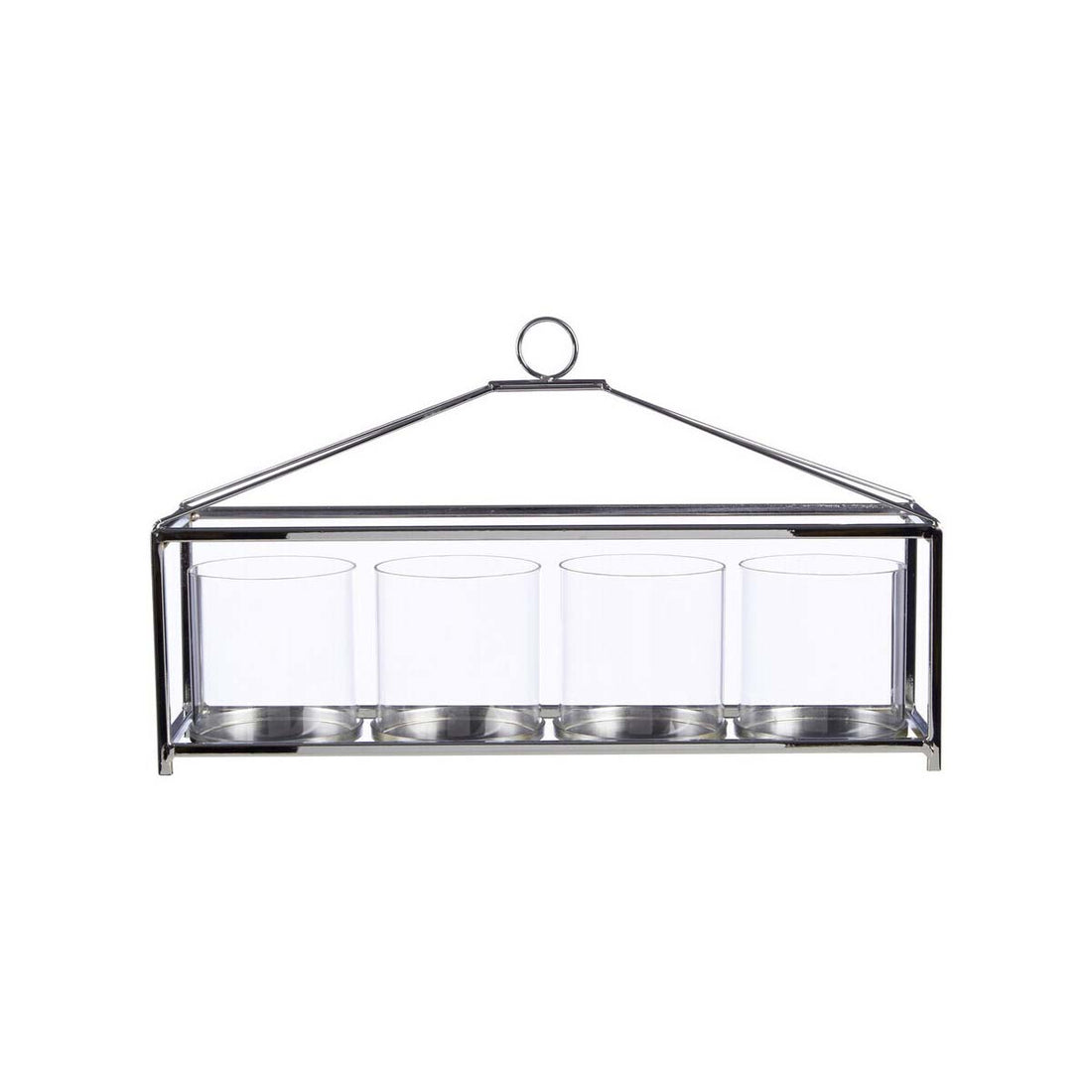 Glass and Silver Long Table Candle Holder
