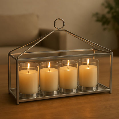 Glass And Silver Long Table Candle Holder - image 2