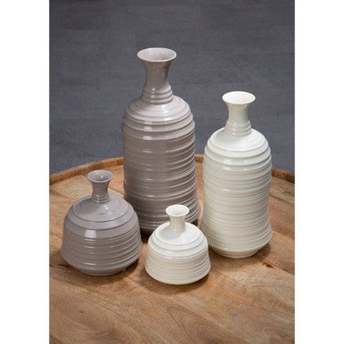 Dusk Taupe Medium Ribbed Ceramic Vase