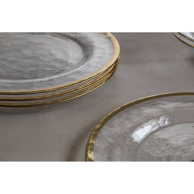 Ida Glass Charger Plate With Gold Rim
