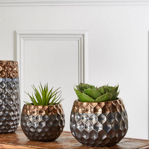 Galaxy Small Ceramic Planter with Metallic Finish