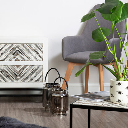 Raya Small Nickel Stripe Lantern