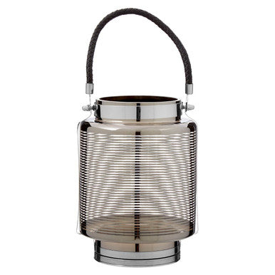 Metallic lantern with a handle on a white background