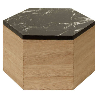 Mimo Black Marble Effect Hexagonal Trinket Box - image 1