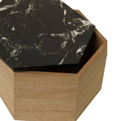 Mimo Black Marble Effect Hexagonal Trinket Box - image 3