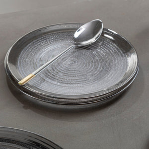 Embossed Glass with Silver Rim Charger Plate | Ida
