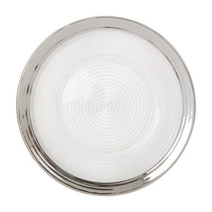 Ida Embossed Glass Dinner Plate With Silver Rim