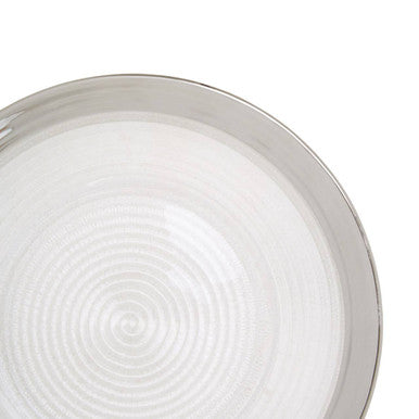 Ida 27Cm Embossed Dinner Plate With Silver Rim