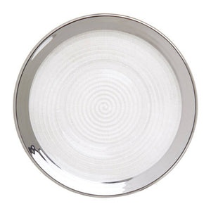 Ida Embossed Glass Side Plate With Silver Rim