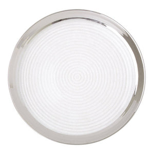 Embossed Glass Coupe Dinner Plate with Silver Rim | Ida