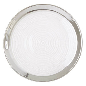 Ida Embossed Glass Coupe Side Plate with Silver Rim