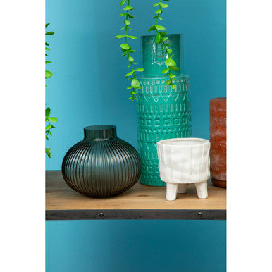 Large Aqua Face Vase