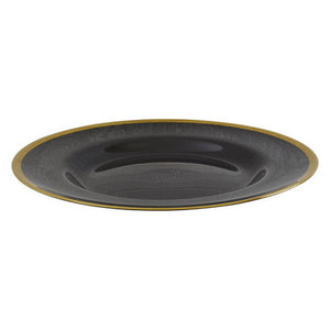 Ida 33Cm Black Glass Charger Plate With Gold Rim