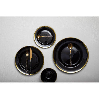 Ida 33Cm Black Glass Charger Plate With Gold Rim