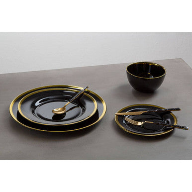Ida Black Glass Charger Plate with Gold Rim