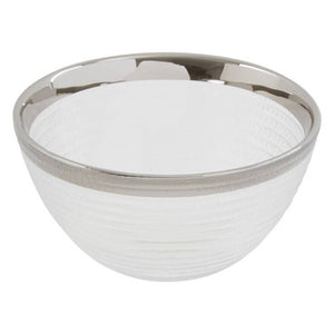 Ida 15Cm Embossed Glass Bowl With Silver Rim