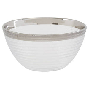 Ida Embossed Glass Bowl With Silver Rim