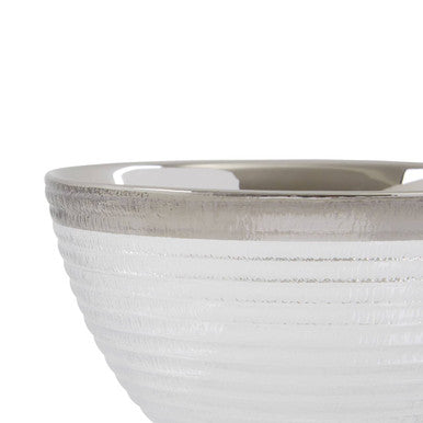 Ida 15Cm Embossed Glass Bowl With Silver Rim