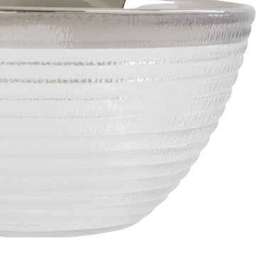 Ida 15Cm Embossed Glass Bowl With Silver Rim