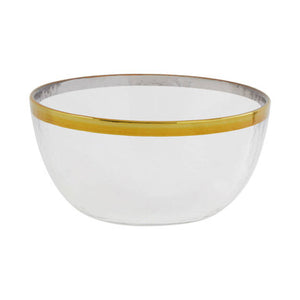 Ida Textured Glass Bowl With Gold Rim