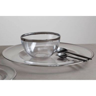 Ida Glass Charger Plate With Silver Rim