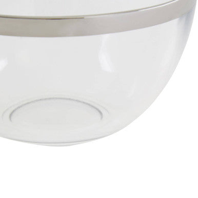 Ida 15Cm Plain Glass Bowl With Silver Rim