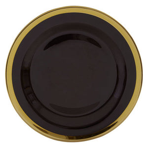 Ida Black Glass Dinner Plate with Gold Rim
