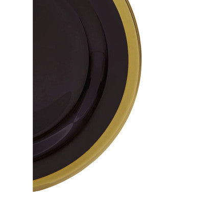 Ida Black Glass Dinner Plate with Gold Rim