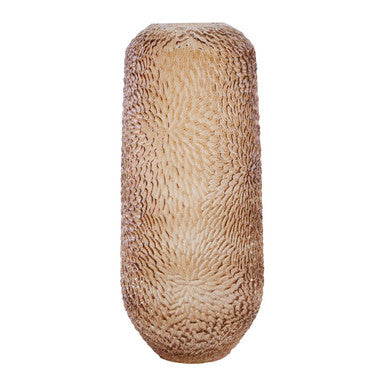 Textured cylindrical vase on a white background