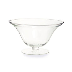 Ambra Clear Glass Fluted Bowl with Footed Base
