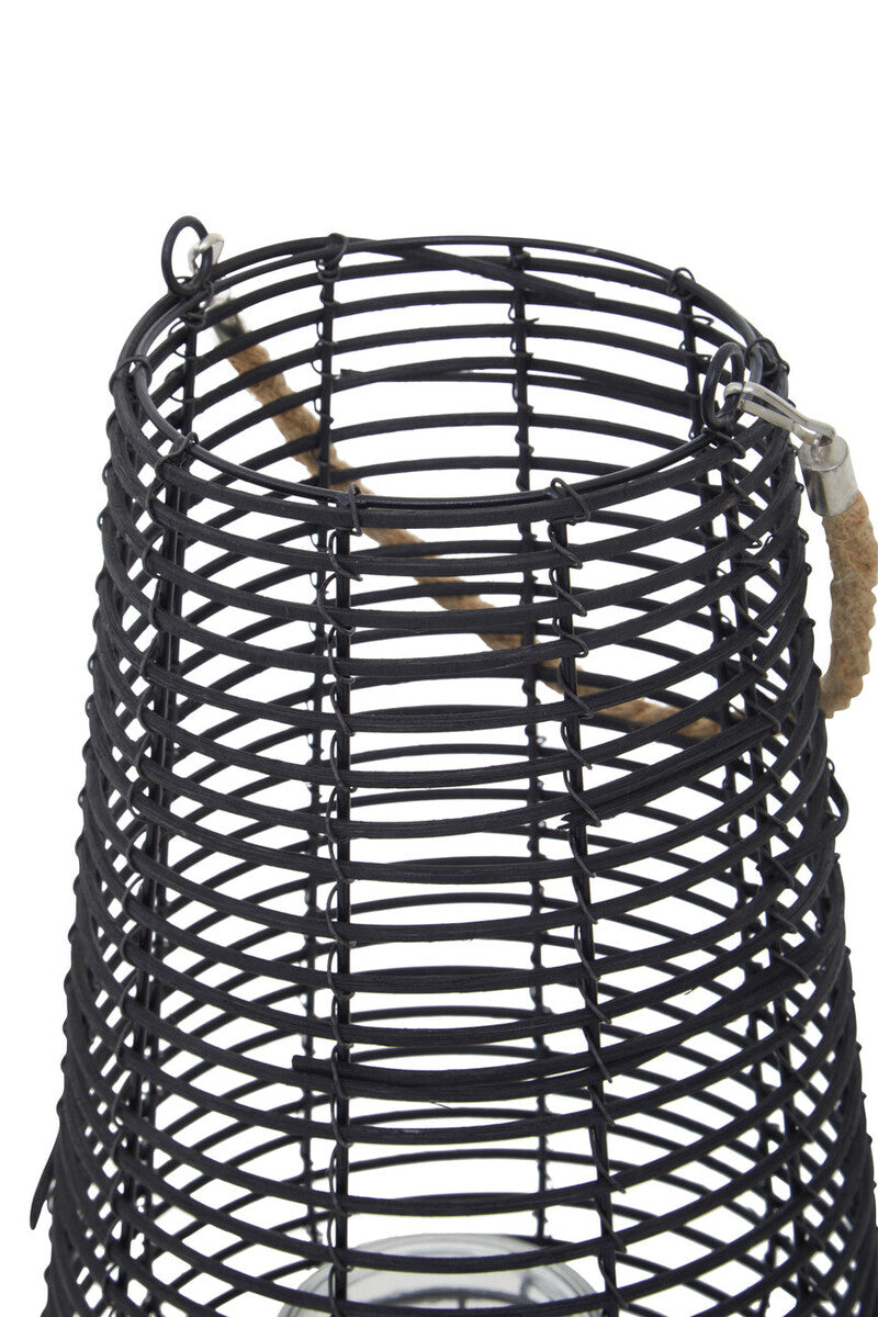 Lentigo Large Black Rattan Lantern