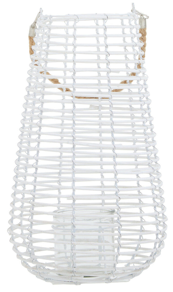 Lentigo Large White Rattan Lantern
