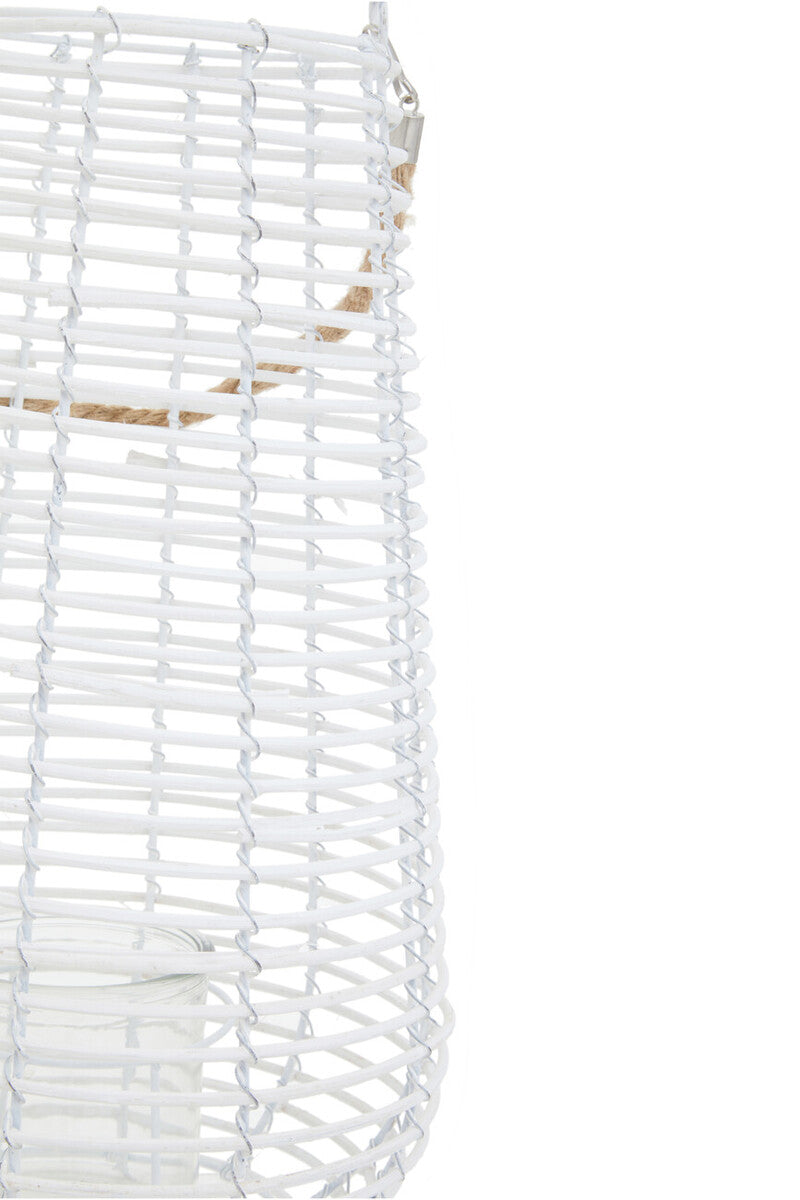 Lentigo Large White Rattan Lantern