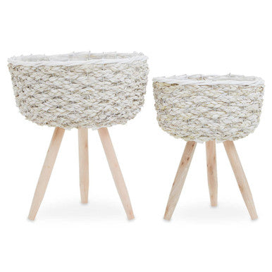 Lentigo Set Of Two White Planters