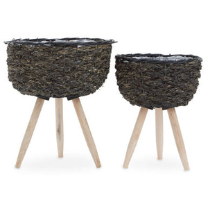 Lentigo Set Of Two Black Planters