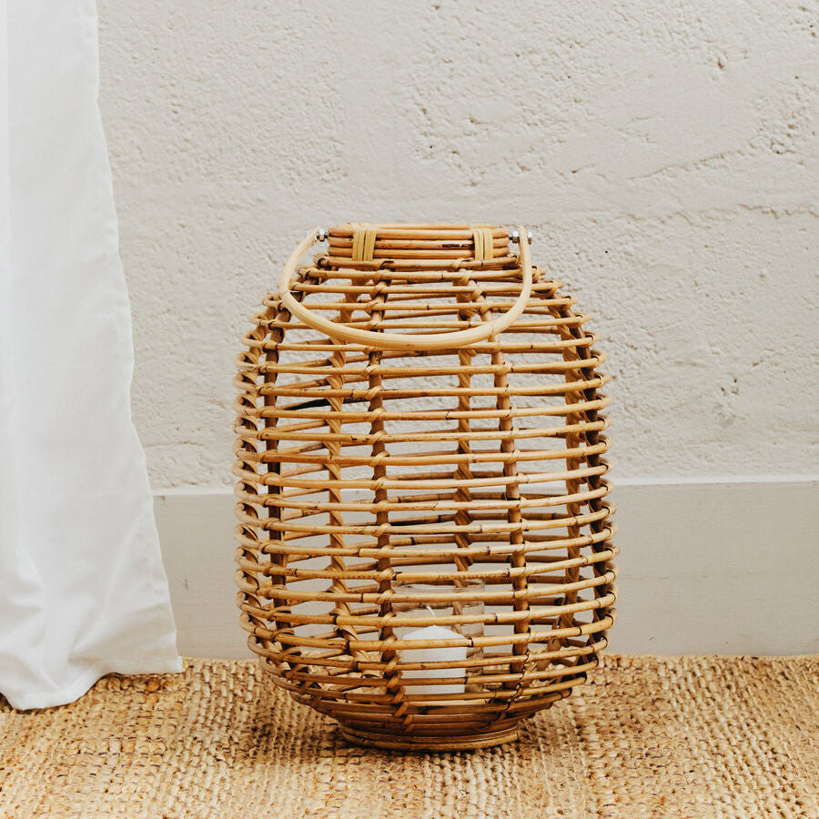 Mataram Tall Natural Rattan Lantern