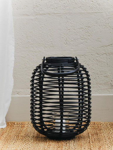 Mataram Small Black Natural Rattan Lantern