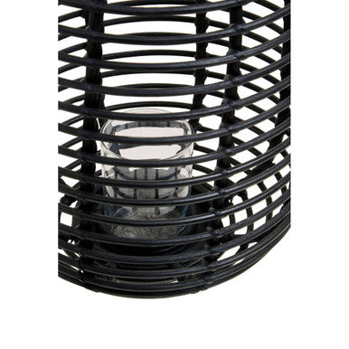 Mataram Tall Black Natural Rattan Lantern