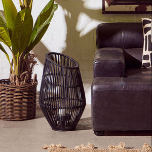 Large Black Natural Rattan Lantern | Mataram