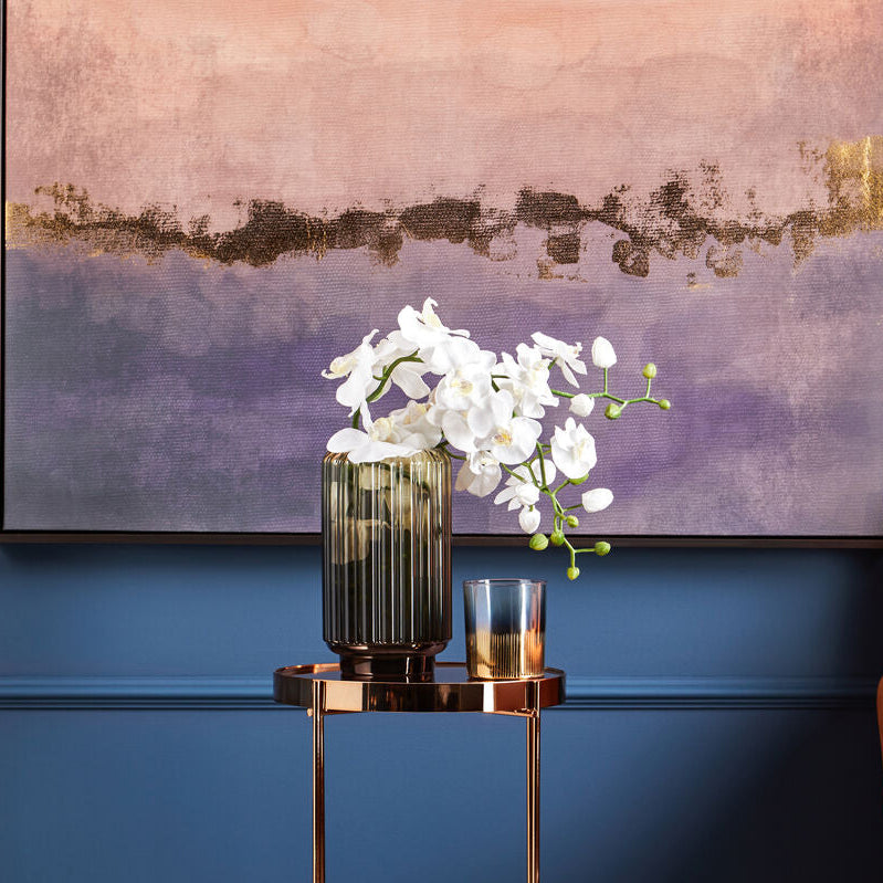 Chima Large Grey Ribbed Glass Vase - image 1