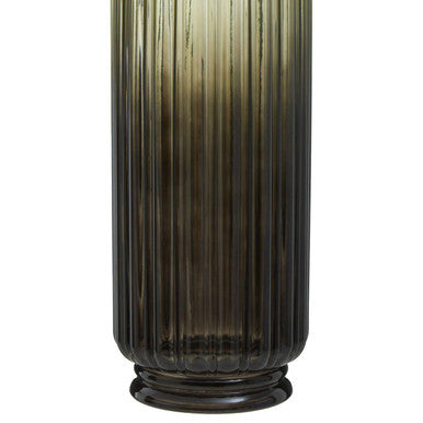 Chima Large Grey Ribbed Glass Vase