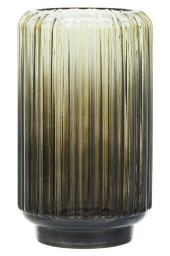 Chima Small Grey Ribbed Glass Vase