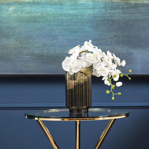 Chima Small Grey Ribbed Glass Vase