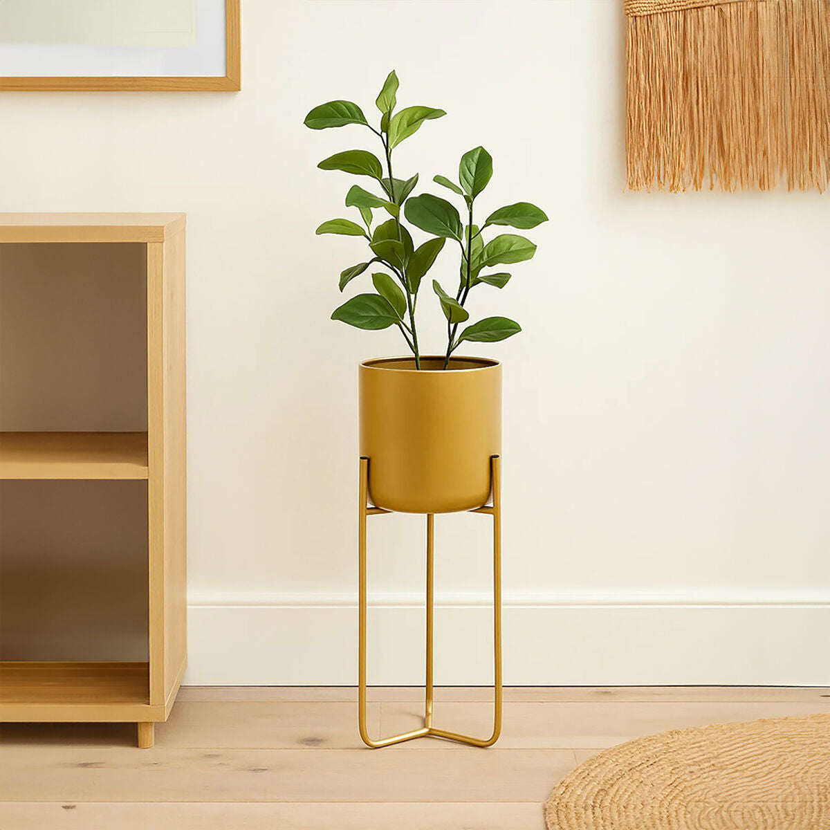 Avento Large Gold Finish Floor Planter