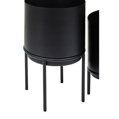 Avento Set Of Three Black Finish Planters