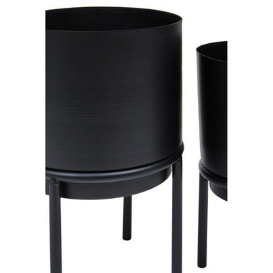 Avento Set Of Three Black Finish Planters
